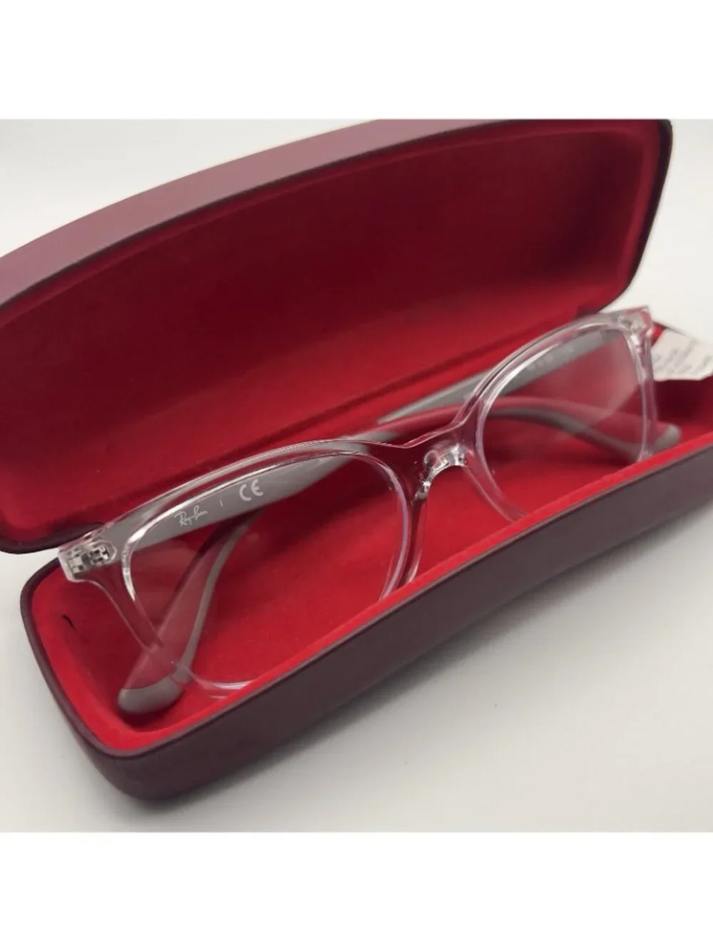 Ray Ban RB 1586 3832 Junior Youth Eyeglass Frames Clear Red Gray 49-16-130 Case